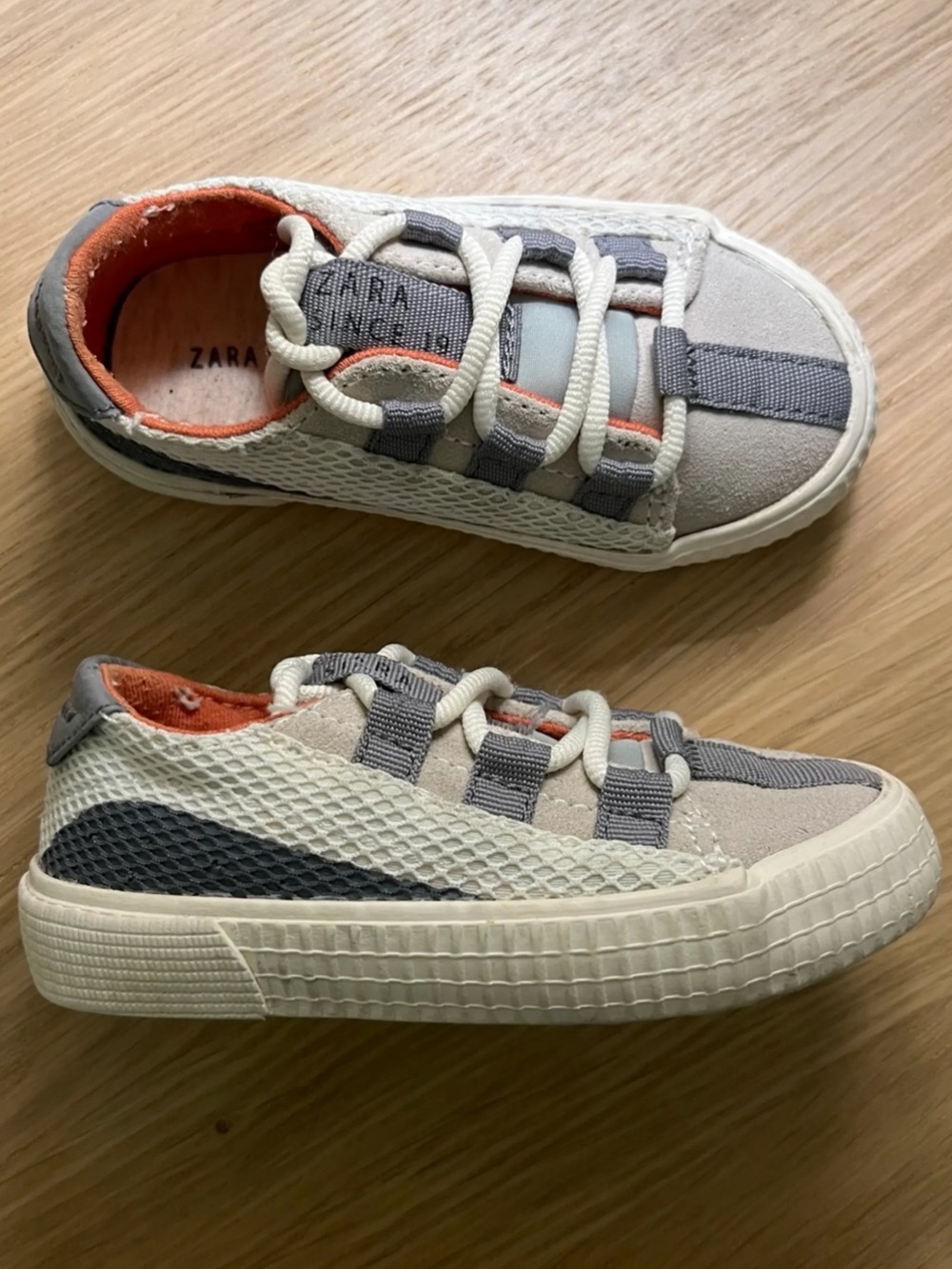 Zara Kids Beige, Gray & Orange Accent Sneakers